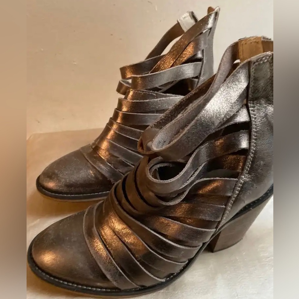 Free People Gold Booties